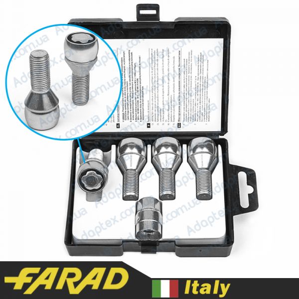 FARAD FLOWERLOCK | Болти секретки М14х1.5х29 Конус Кільце, що обертається (Alfa Romeo, BMW, Fiat, Citroen, Saab, Peugeot, Renault, Volvo)